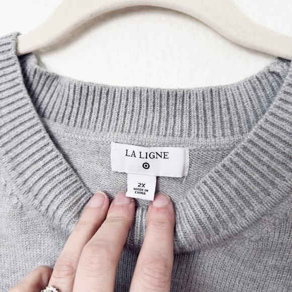 [La Ligne x Target] Gray Rainbow Striped Long Sleeve Crew Neck Sweater Size 2X - Picture 11 of 12